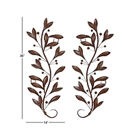 Brown Metal Traditional Floral Wall Accent, 2ct.