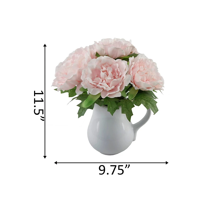 Flora Bunda® 11.5" Tall Pink Peony In Ceramic Planter