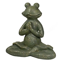 14" Gold Verdigris Yoga Frog Outdoor Garden Statue