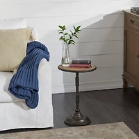 14" Black Industrial Wood Accent Table