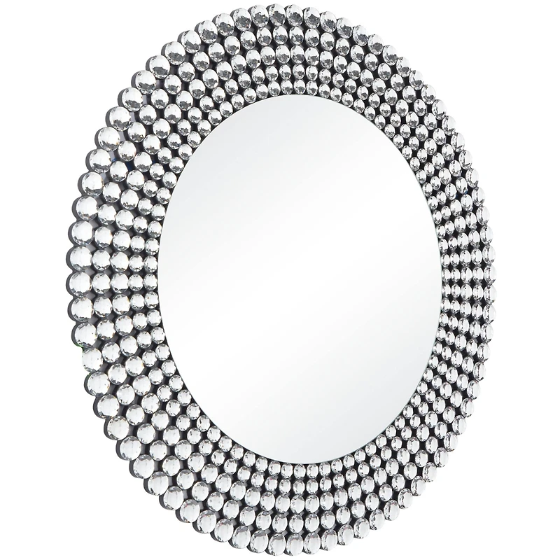 Silver Glass Starburst Wall Mirror with Crystal Embellishment 36" x 1" x 36"