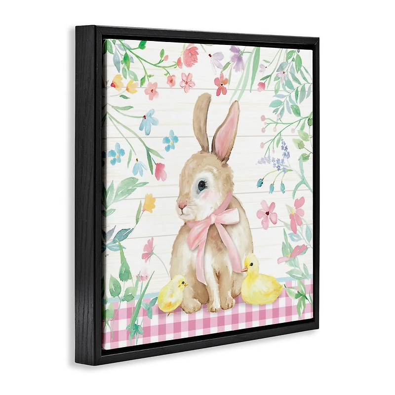 Stupell Industries Easter Bunny & Chicks Floater Framed Art