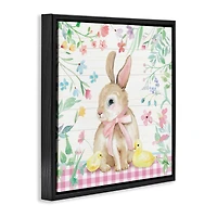 Stupell Industries Easter Bunny & Chicks Floater Framed Art