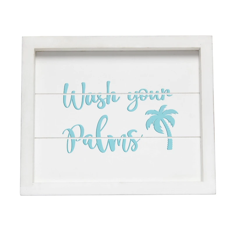 Elegant Designs Small White Wash Coastal Towel Holder, Frame & Toilet Paper Holder Set