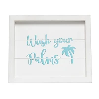 Elegant Designs Small White Wash Coastal Towel Holder, Frame & Toilet Paper Holder Set