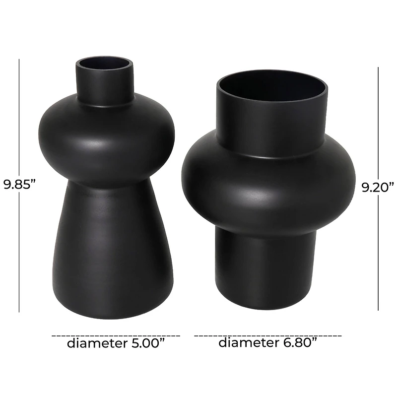 Black Glass Geometric Vase Set