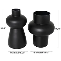 Black Glass Geometric Vase Set