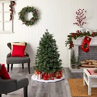 5ft. Pre-Lit Snowed Tipped Clermont Mixed Pine Artificial Christmas Tree, Clear Lights