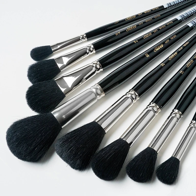 Silver Brush Limited Silver Mops™ 8 Piece Round and Oval Black Brush Set