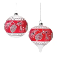 Glittered Glass Pinecone Ornaments Set