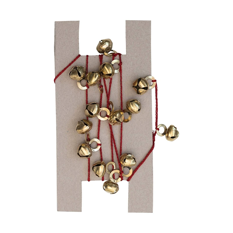 Hello Honey® 6ft. Antique Gold Finish Metal Bells on Red Cord Garland