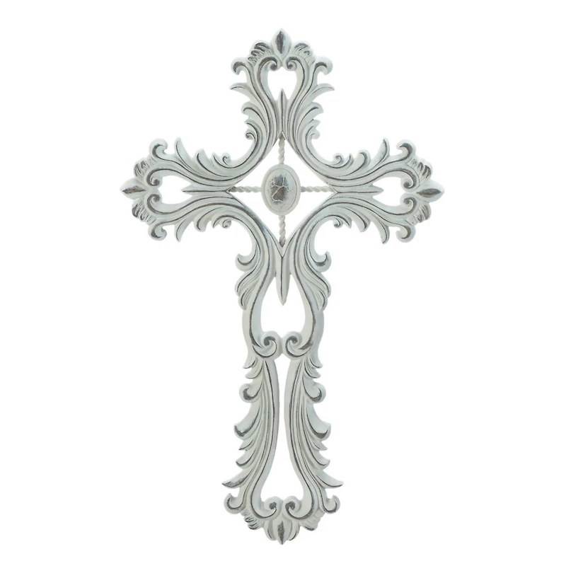 Scalloped White Cross 8.5" x 0.25" x 13.5