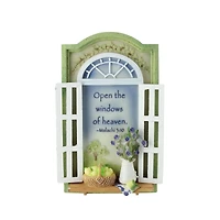 Green & White Open The Windows of Heaven Bible Scripture Plaque