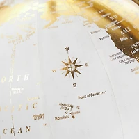 White & Gold Aluminum Tabletop Globe in Arrow Stand