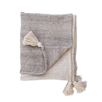 Hello Honey® Natural & Gray Patchwork Throw Blanket with Tassels