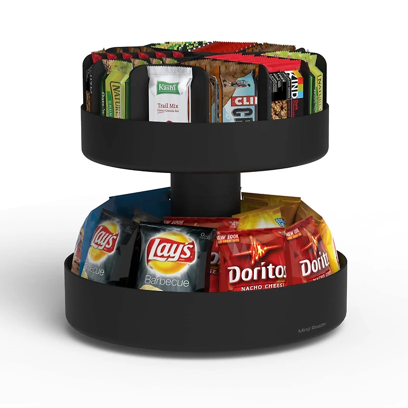 Mind Reader 2-Tier Lazy Susan Granola Bar and Snack Organizer
