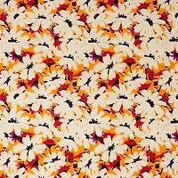 SINGER White Flowers on Orange Cotton Fabric
