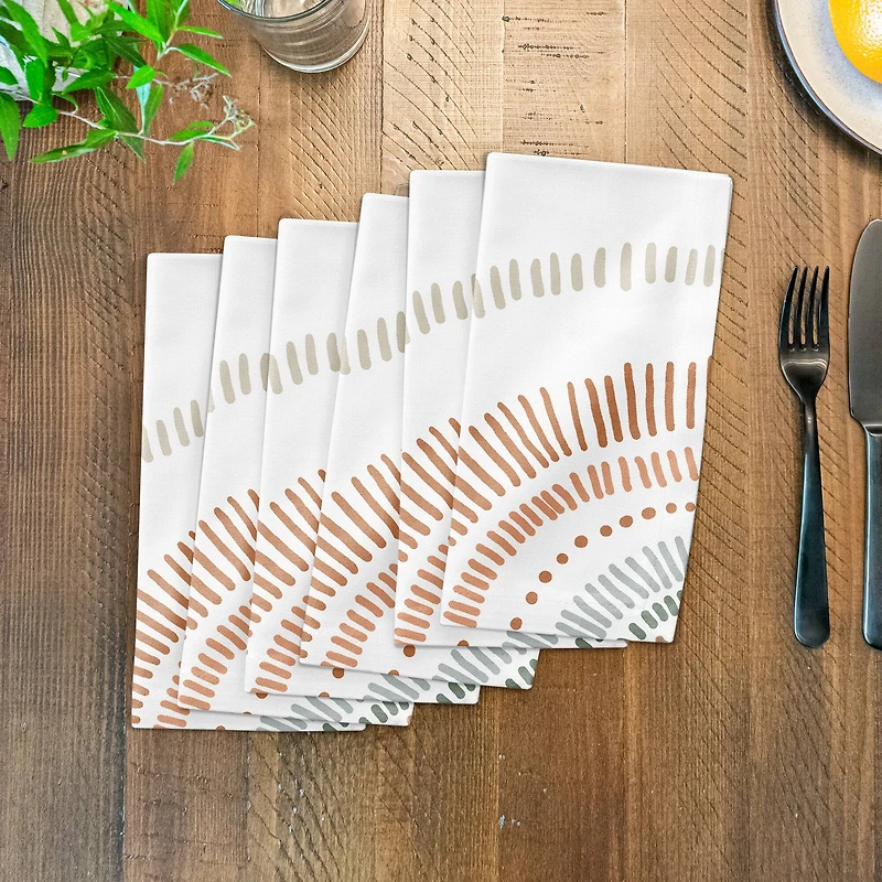 Dashed Earthtones 10" x 10" Cotton Twill Napkin