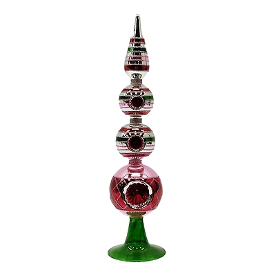 Green & Pink Layered Glass Finial Ornament Tabletop Décor by Ashland