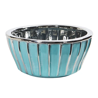 3.5" Teal Vase with Silver Burnishing