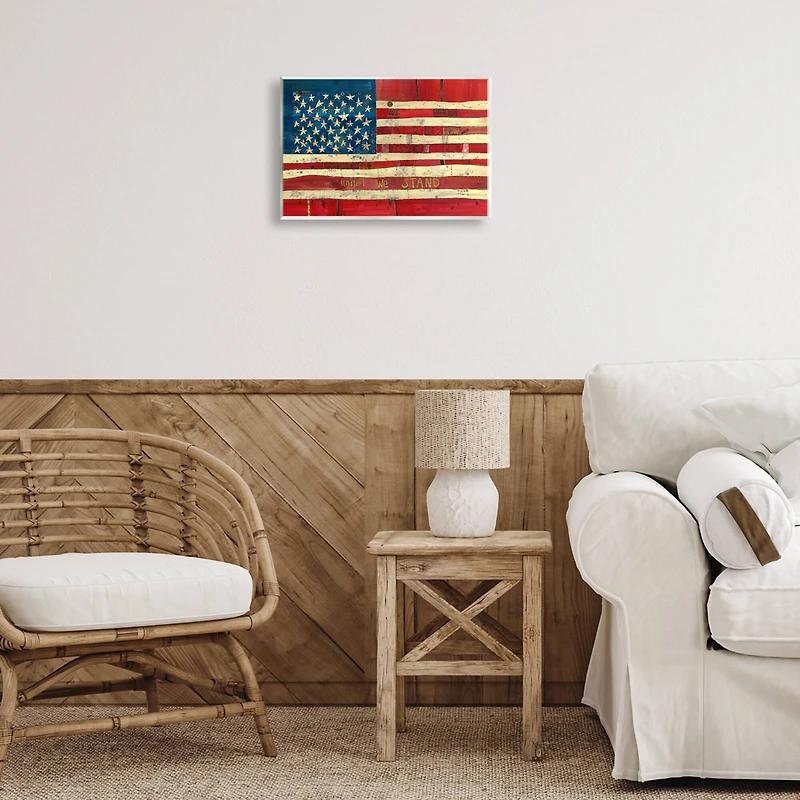 Stupell Industries United We Stand Independence Day Festive American Flag Wall Plaque Art