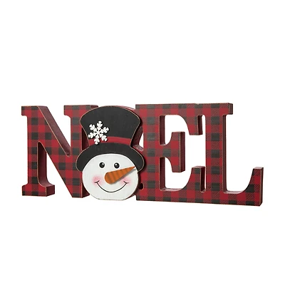 Glitzhome® 15'' NOEL Wooden Christmas Plaid Table Décor