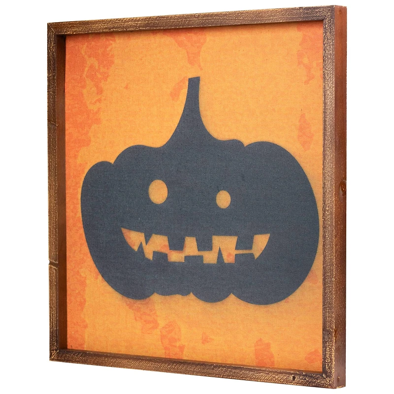 15.75" Black Jack O Lantern Silhouette Halloween Wall Hanging