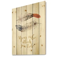 Designart - Two Feathers Your VIbe Attracts Your Tribe