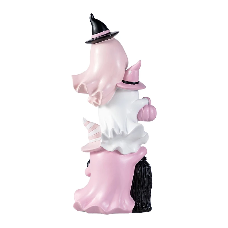 Glitzhome® 13"H Pink Halloween Polyresin Stacked Ghost Table Decor