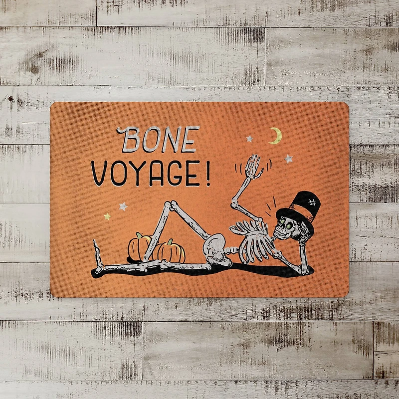 Bone Voyage Retro Skeleton Floor Mat