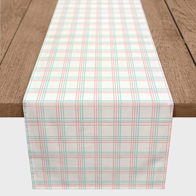 Pink & Blue Grids Indoor/Outdoor Table Runner