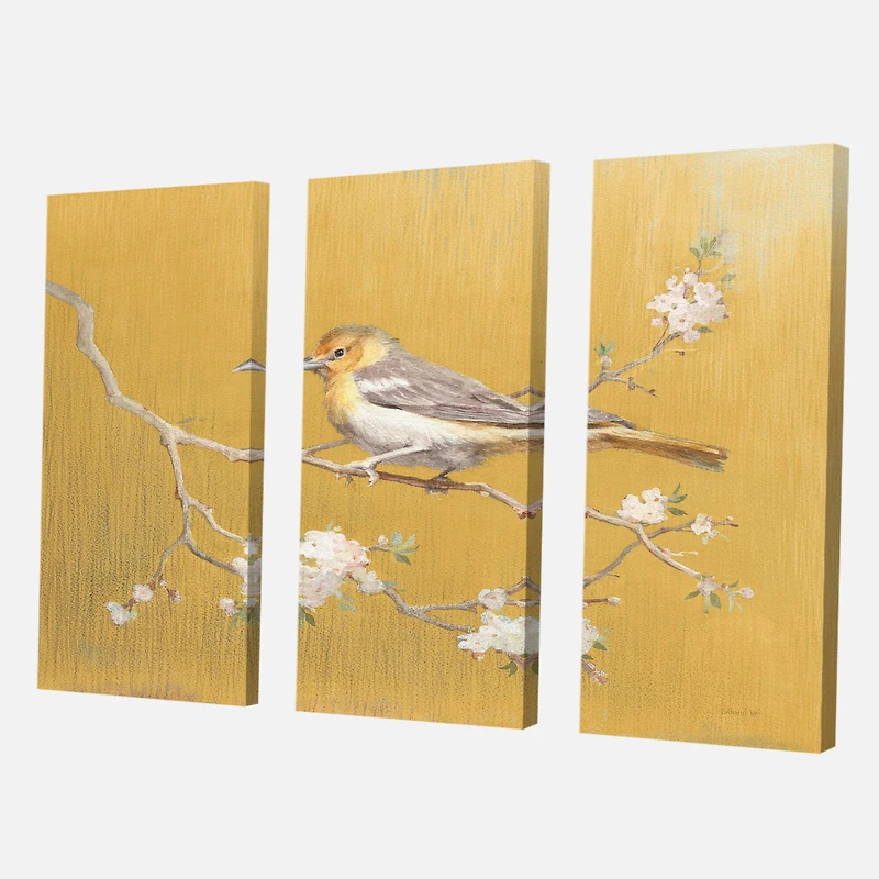 Designart - Gold Bird on Blossoms I
