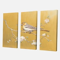 Designart - Gold Bird on Blossoms I