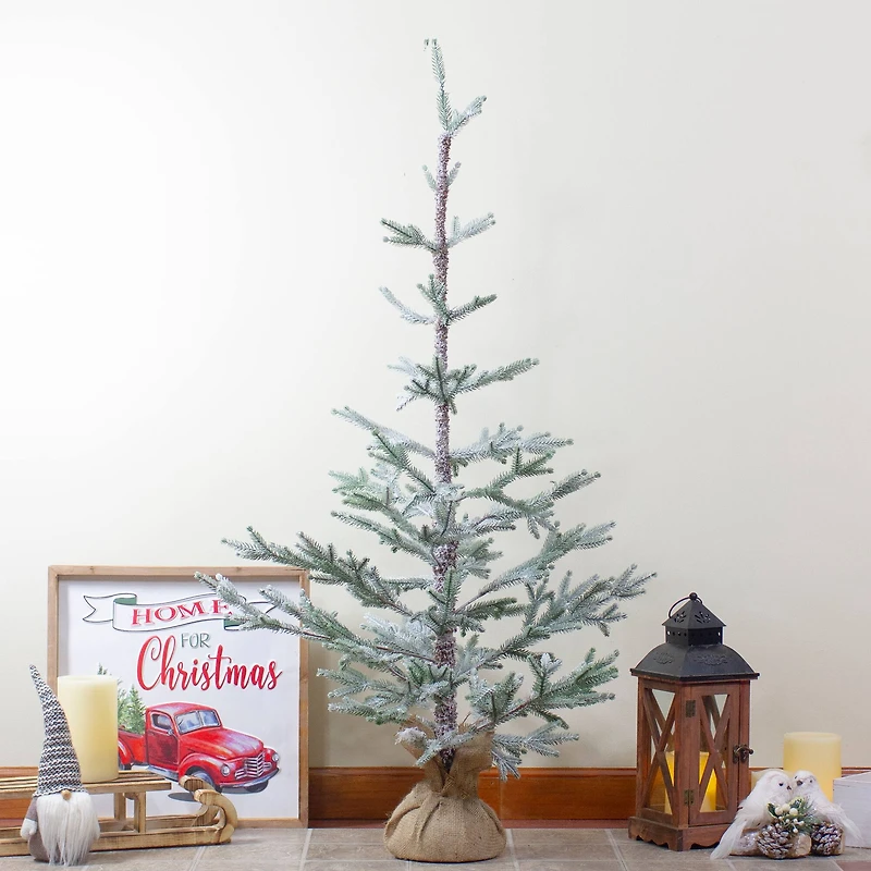 4ft. Unlit Frosted Pine Artificial Christmas Tree with Jute Base