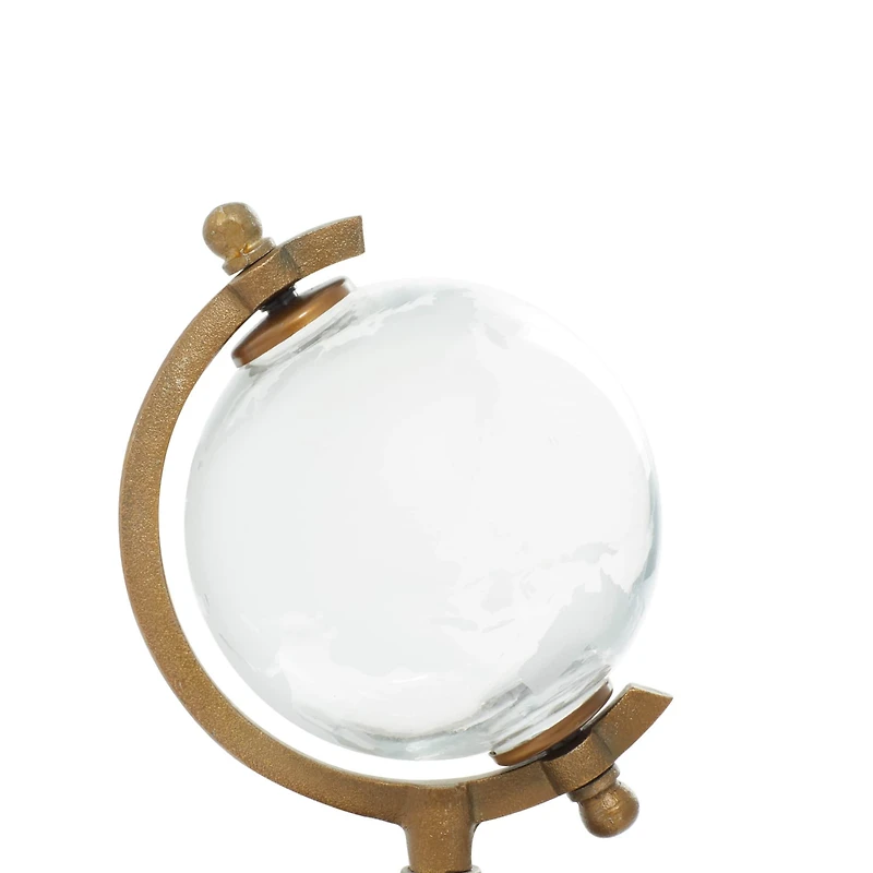 9" Contemporary White Glass Globe with Aluminum Base