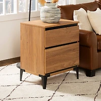 Walker Edison 20" English Oak 2-Drawer Urban Side Table