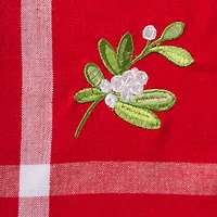 DII® Red & White Stripe Holly & Mistletoe Holiday Embroidered Dishtowel Set