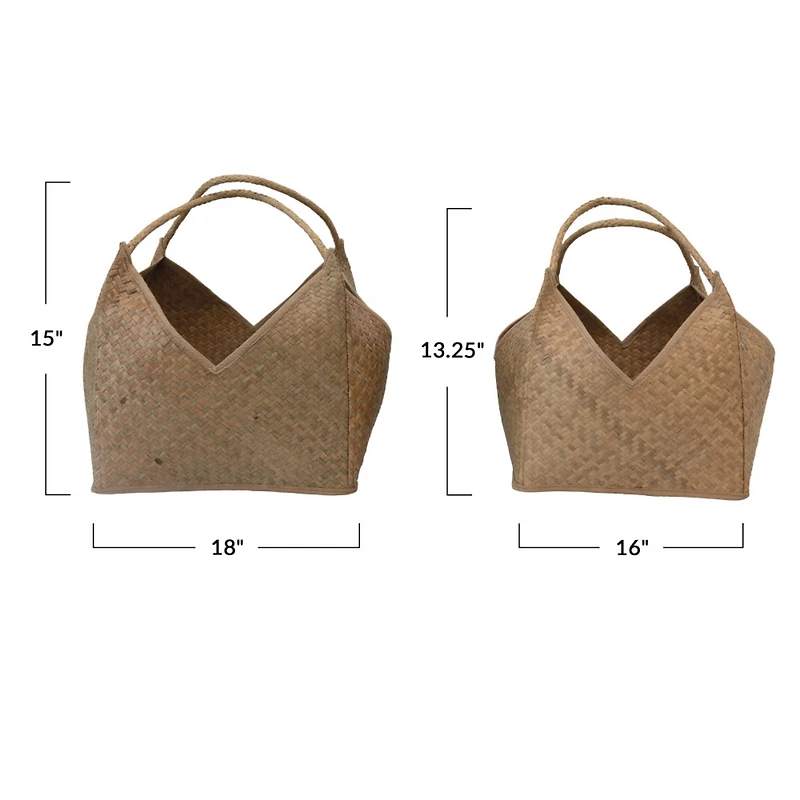 Hello Honey® Natural Square Seagrass Basket with Handles Set