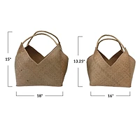 Hello Honey® Natural Square Seagrass Basket with Handles Set