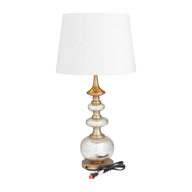 Gold Linen Transitional Buffet Lamp, 30" x 15" x 15"