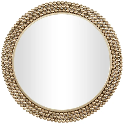 CosmoLiving by Cosmopolitan Brass Metal Ball Wall Mirror with Beaded Detailing 32" x 1" x 32"