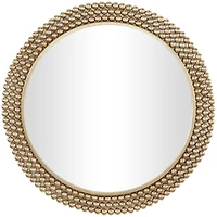 CosmoLiving by Cosmopolitan Brass Metal Ball Wall Mirror with Beaded Detailing 32" x 1" x 32"