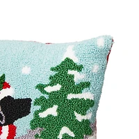 Glitzhome® Hooked Christmas Dog Throw Pillow
