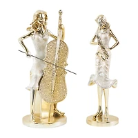 Gold, Cream & Crystal Musician Women Sculpture Set