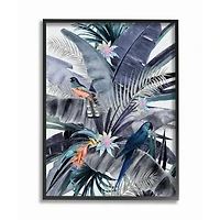 Stupell Industries Tropical Jungle Birds with Frame Wall Accent