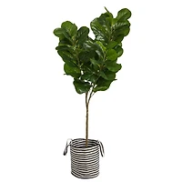 6ft. Fiddle Leaf Fig Artificial Tree in Handmade and Natural Jute and Cotton Planter