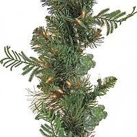 First Traditions™ Collection 9ft. Pre-Lit Artificial North Conway Garland with Glittery Cones & Eucalyptus, 100 Clear Lights