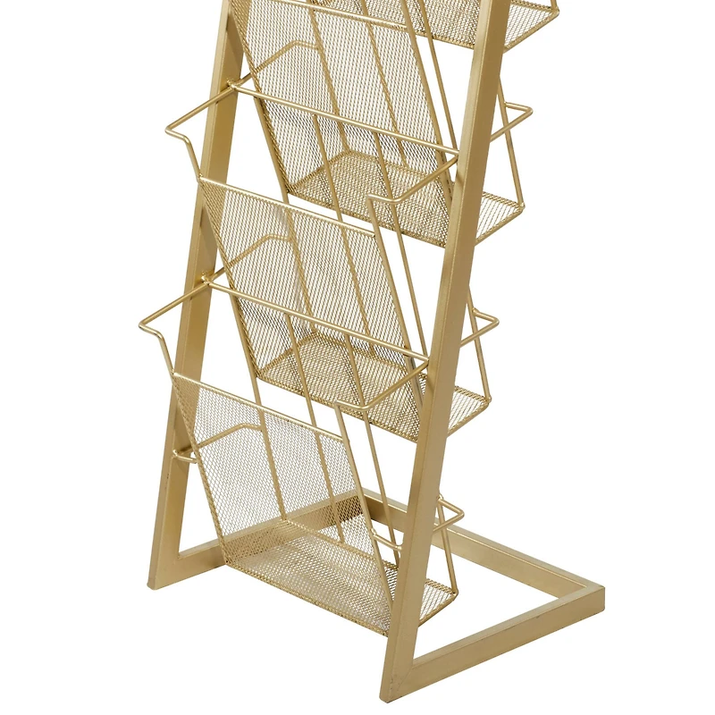 Gold Contemporary Tabletop Metal Magazine Rack