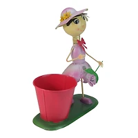 13" Girl With Purple Dress and Flower Spring Outdoor Planter