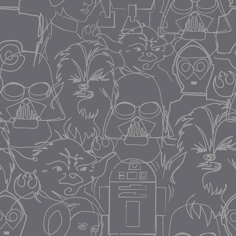 RoomMates Gray Star Wars™ Saga Line Sketches Peel & Stick Wallpaper